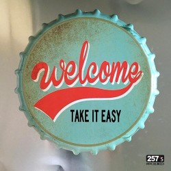 Welcome Take It Easy hanging crown cap tray