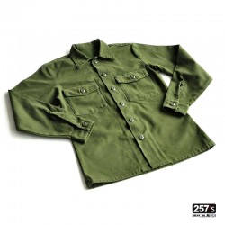 Camicia Uomo Vintage Work Syle in Puro Cotone Verde Militare