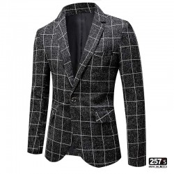 Blazer Uomo Cotone New Vintage Casual a Quadri Grandi Slim Fit