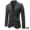 Blazer Uomo Cotone New Vintage Casual a Quadri Grandi Slim Fit