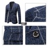 Men's Cotton Blazer New Vintage Casual Large Check Slim Fit