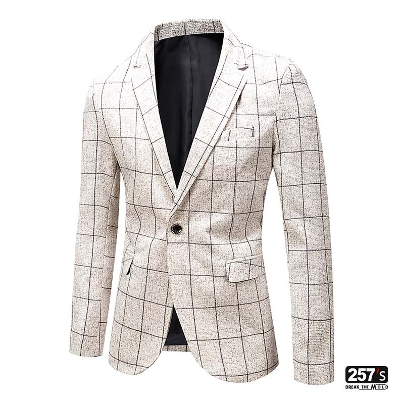 Blazer Uomo Cotone New Vintage Casual a Quadri Grandi Slim Fit