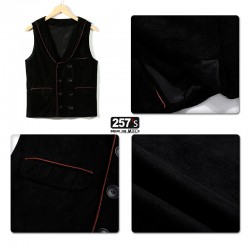 Double-Breasted Cotton Vest With Red Edging