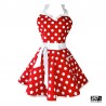 Grembiule cucina vintage rockabilly fit&flare rosso a pois bianchi