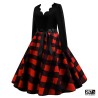 Vestito Rockabilly Swing anni 50 - Fit & Flare in Cotone e maniche lunghe rosso nero