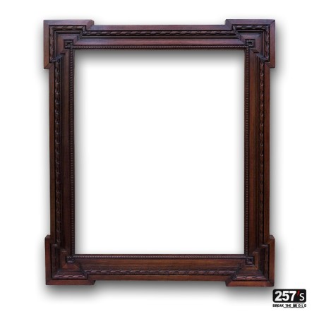 Cornice inizio novecento italiano legno massello con decori squadrati agli angoli - 257'Style Vintage Antiquariato Modernariato