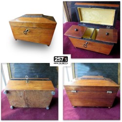 Porta Tea vittoriano del 1880 inglese in noce - Tea Caddy Sacophagus Box