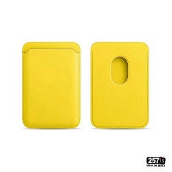 Porta tessere giallo fluo smartphone magnetico in vera pelle Vintage Style - 257Style Vintage Shop