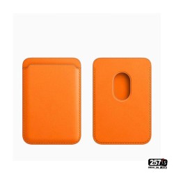 Porta tessere arancione smartphone magnetico in vera pelle Vintage Style - 257Style Vintage Shop