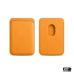 Porta tessere arancione chiaro smartphone magnetico in vera pelle Vintage Style - 257Style Vintage Shop