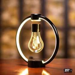 Magnetic levitation lamp with a Vintage Bulb Light and led ring