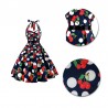 Vestito rockabilly swing anni 50's stile halter strap a cuore pois e fantasia floreale