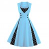 Vestito Rockabilly Swing da Donna Fit&Flare smanicato con inserti a pois