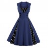 Vestito Rockabilly Swing da Donna Fit&Flare smanicato con inserti a pois