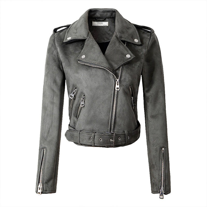 Giacca biker donna in pelle ecologica scamosciata anni 50's rock-n-roll