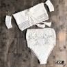 Bikini in cotone ricamato a vita alta new vintage 70s