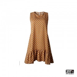 Vestito Prendisole New Vintage smanicato con gonna asimmetrica a pois