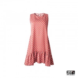 Vestito Prendisole New Vintage smanicato con gonna asimmetrica a pois