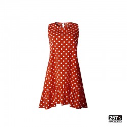 Vestito Prendisole New Vintage smanicato con gonna asimmetrica a pois