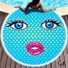 Circular beach towel with fringes, new vintage cartoon design from the 50s