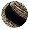 Vintage summer cloche hat with wide brim in black ribbon raffia