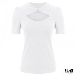 T-shirt donna new vintage con scollo cut-out e doppia altezza