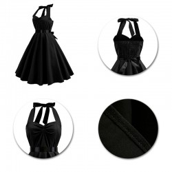 Rockabilly swing 50's dress - fit & flare - heart-shaped halter strap - solid color