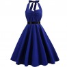 Rockabilly swing 50's dress - fit & flare - heart-shaped halter strap - solid color