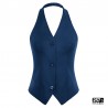 Women's vest backlass new vintage style cut out and V-neck