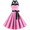 Vestito fit & flare cotone - rockabilly con scollo halter strap a cuore e fasce - pois piccoli