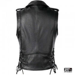 Men's Vest Genuine Leather New Vintage Biker Pointed Collar Studs and Zip