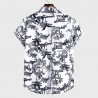 Vintage rockabilly men's shirt short sleeves jungle pattern black and white