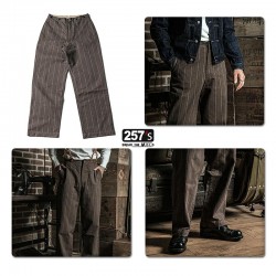 Vintage Work Style 1920's Men's Trousers in Pinstripe Cotton (12 Oz)