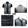 Men's Biker Vest in Jeans with Zip and Korean Collar